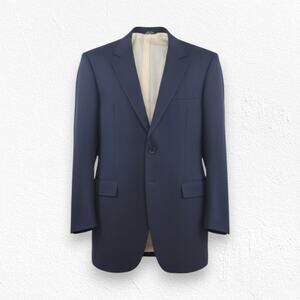 Vintage 1960s Navy Blue Wool Blazer Ivy Mad Men Tailoring Sports Coat Size 36L